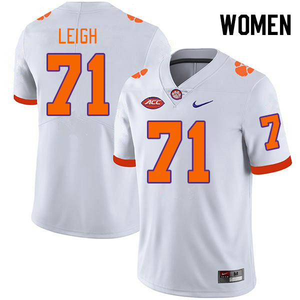 Women's Clemson Tigers Tristan Leigh #71 College White NCAA Authentic Football Stitched Jersey 23RG30HL
